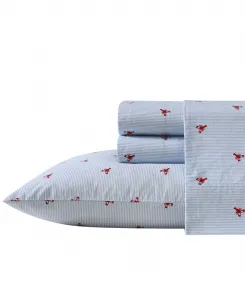 Комплект постельного белья из 3 предметов, хлопковый перкаль, плотность ткани 200 TC, размер Twin Nautica, красный/синий