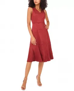 Женское платье миди без рукавов с V-образным вырезом и швами Vince Camuto, красный