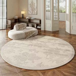 AOVOC Ковер круглый 200 см для гостиной/спальни в кремовом стиле, французский напольный коврик