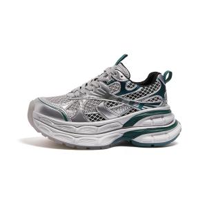 CAMEL Высокие устойчивые к истиранию дышащие нескользящие массивные кроссовки женские серый/серебро/травяной зеленый, цвет Gray/Silver/Grass Green