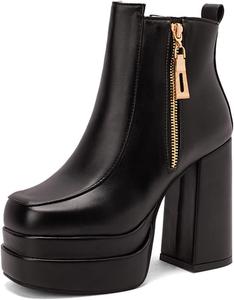 Ботильоны на платформе с каблуком MRKEWUNEY для женщин, 10 Black