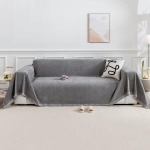 Чехол на диван, покрывало из синели, 1 мягкое одеяло, одеяло на диван, одеяло для собаки, одеяло на диван (180 х 180 см, серое) Qelus