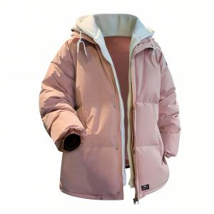 Пуховик Unisex с капюшоном утепленный стеганый ZIAREL, розовый[removable logo]