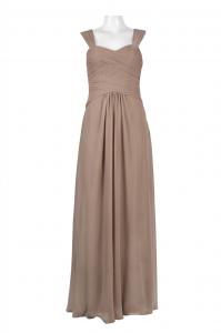 Женское вечернее платье с лифом крест-накрест в цвете латте Monique Lhuillier