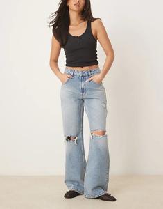 Мешковатые джинсы с разрывами в средне-синем цвете ASOS DESIGN