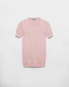 Джемпер с круглым вырезом из шелка и хлопка Prada, розовый