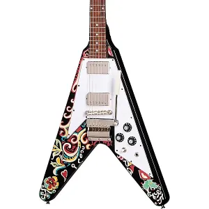 Электрогитара Epiphone Jimi Hendrix "Love Drops" Flying V 2024 - Эбен с рисунком