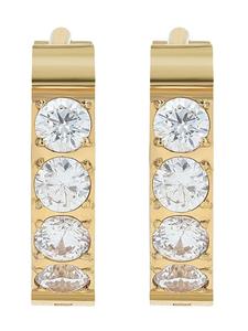 Adeliás Женские серьги - серьги-кольца на шарнирах из нержавеющей стали с золотыми стразами