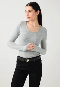 Облегающий топ с u-образным вырезом, мягкий, с длинными рукавами. Jimmy Key, Grey Melange