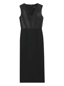 Платье миди со вставками BOSS, черный