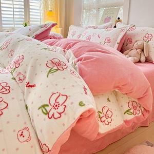 Disney Пододеяльник 150х200 см, молочный вельвет, флис, утолщенный, двойное тепло