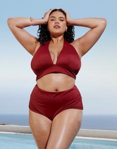 Бикини-трусики Curve Maya с высокой талией ASOS DESIGN бордового цвета, сочетающиеся между собой Asos Curve