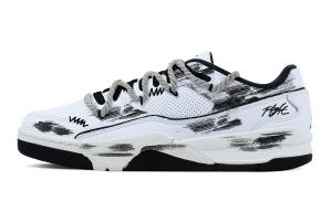 Jordan Кроссовки баскетбольные низкие мужские FLIGHT COURT Gothic Knight Abrasion Resistant Vintage черно-белые