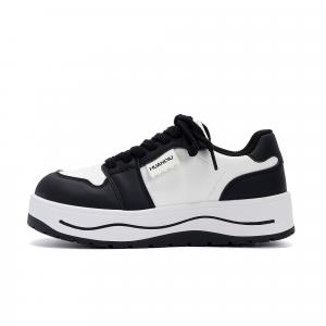 HUANQIU Женские легкие низкие скейтерские кроссовки Mesh Coverage Height Increasing белые черные