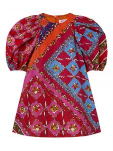 Платье с принтом «Феста» и рукавами-фонариками PUCCI Junior, красный