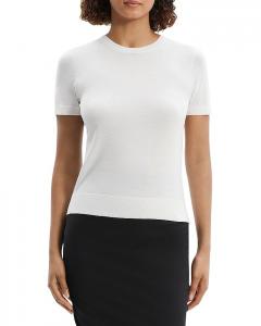 Легкий шерстяной топ с коротким рукавом Theory, белый