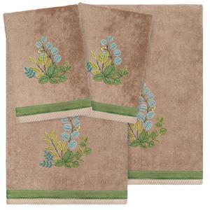 Linum Home Textiles Турецкий хлопок Botanica Набор украшенных полотенец из 4 предметов, цвет Cocoa