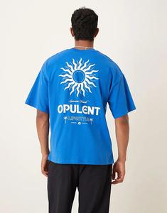 Футболка Selected Homme свободного кроя с небесным принтом на спине синего цвета