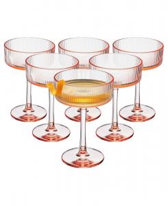 Набор из 6 ударопрочных бокалов для коктейлей Khen Art Deco The Wine Savant, розовый