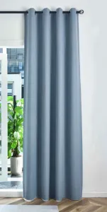 Плотная штора с люверсами и подхватами, 245 x 145 см (В x Ш), синяя, 100% затемнение, Munich Dark, трехслойное переплетение, узор елочка, 202410 Astek