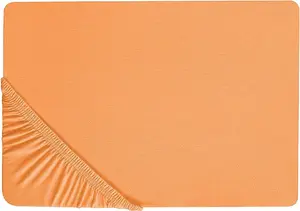 Простыня на резинке BELIANI, оранжевый хлопок, 160 x 200 см, с высоким карманом на резинке, высота кармана 30 см, современный, для матраса, мебель для спальни, аксессуары Beliani