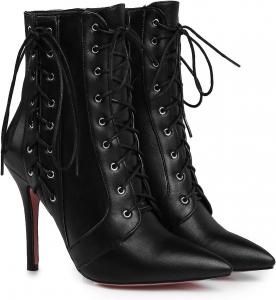 Женские ботильоны LEHOOR на высоком каблуке-шпильке с острым носком, на щиколотку, с боковой молнией и шнуровкой, короткие ботинки в стиле милитари, сексуальные для женщин, размеры 5-15 US, Red