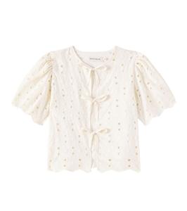 Блузка Creta из смесового хлопка с вышивкой The New Society, Macadamia