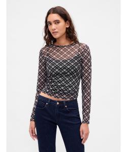 (W) Укороченная сетчатая футболка