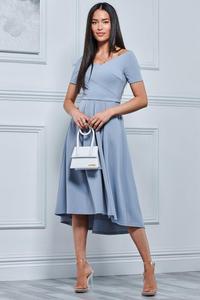 Платье с открытыми плечами и глубоким подолом Jolie Moi, синий