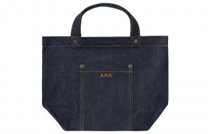 A.P.C Хлопковая сумка-шоппер, мини-сумка женская синяя