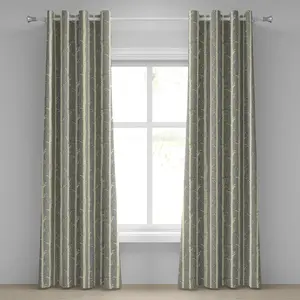 Серая штора на люверсах ABAKUHAUS, винтажная богемная современная иллюстрация природы в виде березовых веток, декоративная двухпанельная штора, 280 см x 175 см, теплый серо-коричневый бледно-желтый оттенок Abakuhaus