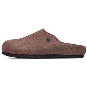 Joy&Mario Кожаные тапочки для женщин с закрытым носком и противоскользящей подошвой в технике пэчворк цвет кофе, цвет Coffee