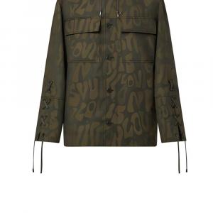 Подержанная оверсайз рубашка с принтом логотипа LOUIS VUITTON, умбра