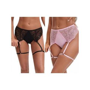 2 пачки женских кружевных трусиков-шортиков с перфорацией и регулируемыми подвязками Inspire Chic, Black Pink