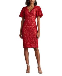 Женское платье Arnett с вышитыми рукавами-крылышками Tadashi Shoji, Red