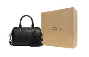 COACH Сумка через плечо Rowan из кожи с вышивкой крестиком малого размера для женщин черная