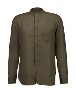 Зеленая льняная рубашка приталенного кроя 120% Lino, зеленый