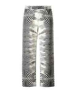 Белые брюки прямого кроя с принтом "тигрица". Roberto Cavalli, черный