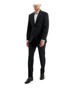 Черный костюм из шерстяной смеси современного кроя Calvin Klein, черный