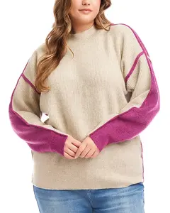 Свитер с воротником-стойкой в стиле колор-блок Karen Kane, мультиколор