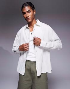 Рубашка свободного кроя ASOS DESIGN с фигурным разрезом из серого жаккарда