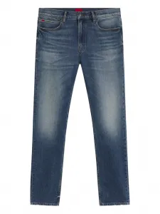 Прямые джинсы с эффектом потертости HUGO, синий