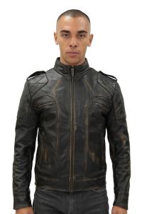 Винтажная кожаная гоночная байкерская куртка brooklyn Infinity Leather, черный