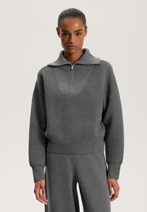 Джемпер OYSHO TEXTURED HALF-ZIP KNIT, Dark Grey