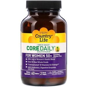 Мультивитамины Core Daily-1 для женщин старше 50 лет, Country Life, 60 таблеток