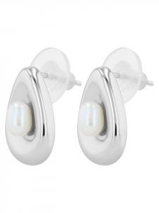 Adeliás Женские серьги - серьги-гвоздики из серебра 925 пробы с пресноводной жемчужиной в серебряной оправе