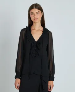 Женская блузка с оборками и застежкой на пуговицы спереди Alma en Pena, черный
