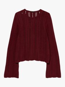 Джемпер с колоколообразными рукавами и фактурной вязкой SISLEY, Bordeaux