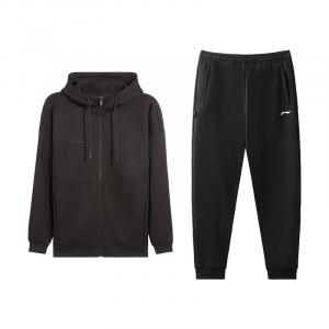 LiNing Повседневная спортивная одежда унисекс, черный top+черный pants