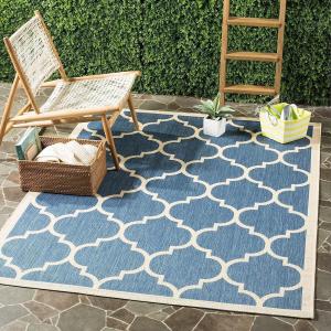 Ковер SAFAVIEH, 79 x 153 см, Washable Rug Outdoor Courtyard Collection - , Blue & Beige, Non-Shedding & Easy Cleaning, идеально для патио, заднего двора, прихожей (CY6914-243)